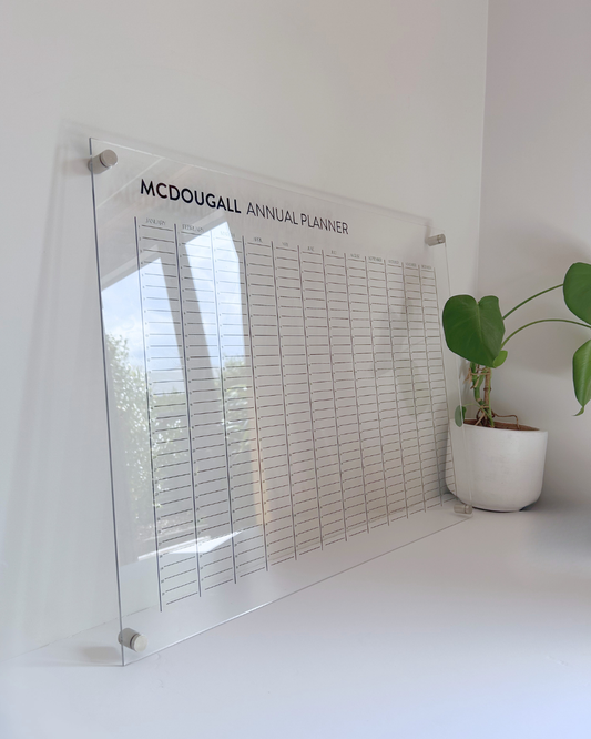 Acrylic annual planner / calendar with personalised name 