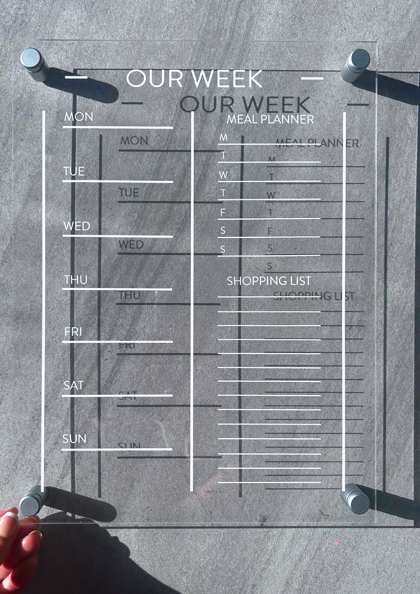 Magnetic acylic meal planner